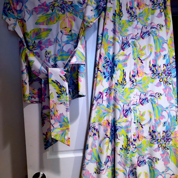 Dresses & Skirts - Abbey Glass, tie-wrap top and maxi skirt, small, covered buttons, skirt lined